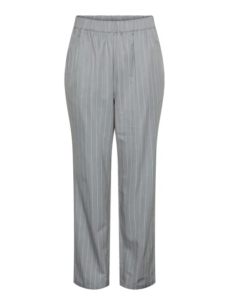 PIECES Pantaloni NYS gri fumuriu alb