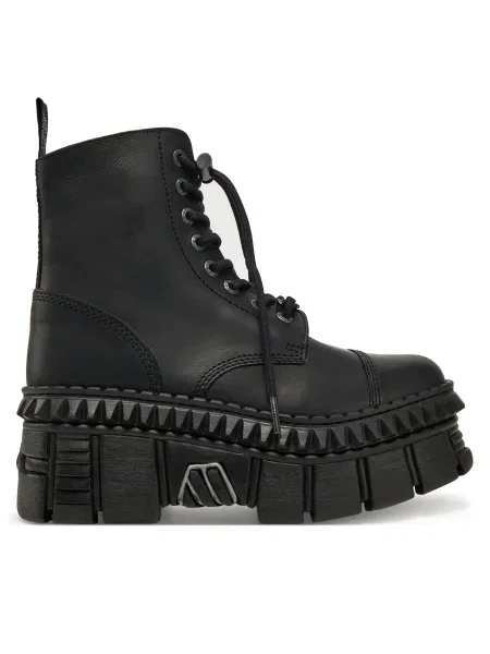 Кожени кубинки New Rock CRUST NEGRO + TOWER CASCO NEGRO с платформа черно