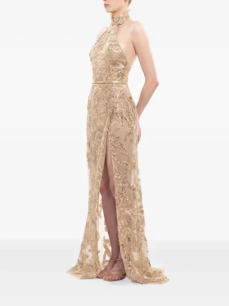 Rochie maxi Saiid Kobeisy cu paiete cu gât halter