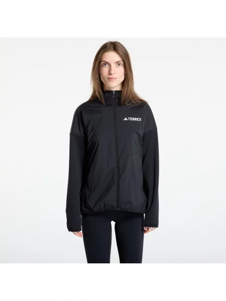 Jacheta adidas Terrex Xperior Climawarm+ Wind Light Fleece Hooded Jacket Black/ Carbon/ Semi Impact Orange L negru