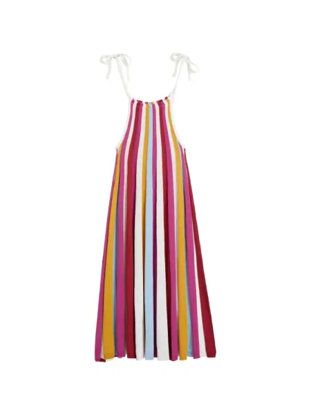 Rochie midi Chinti & Parker cu dungi cu bretele alb