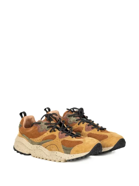 Φλοράλ sneakers Flower Mountain με κορδόνια με δαντέλα καφέ