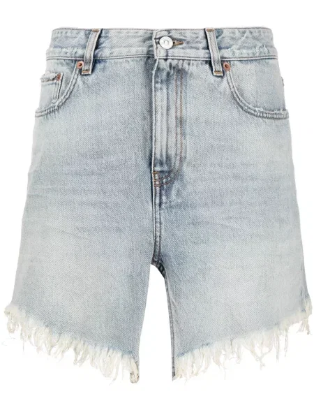 Fustă din denim Balenciaga zdrențuiți albastru