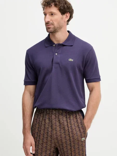 Тениска с яка Lacoste с изчистен дизайн зелено