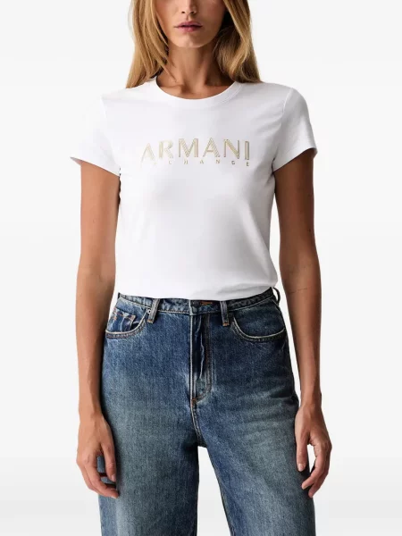 Scurt tricou Armani Exchange cu imagine alb