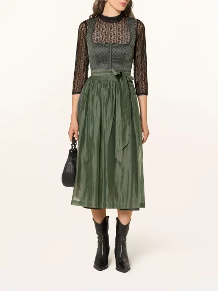 Krüger Dirndl Halenka Calah Z Krajky S Rukávy černá