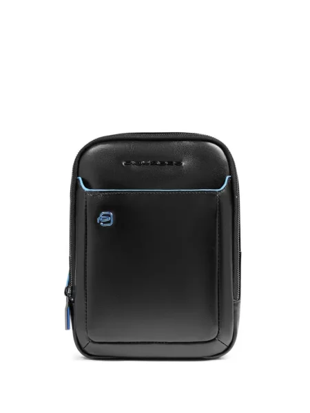 Geantă crossbody Piquadro cu autograf negru