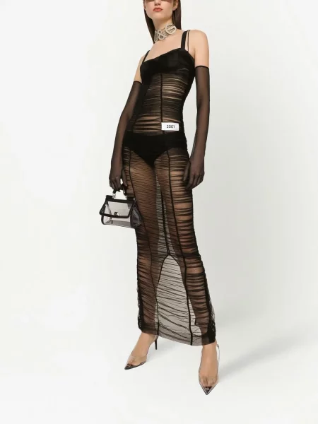Skaidrus kostiumas maksi maxi suknele Dolce & Gabbana juoda