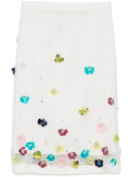 Fustă midi Viktor & Rolf cu paiete până la genunchi alb