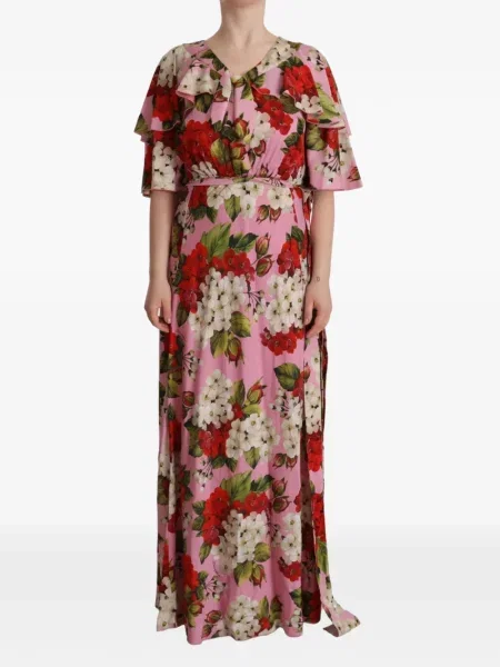 Rochie maxi Dolce & Gabbana cu model floral cu imagine roz