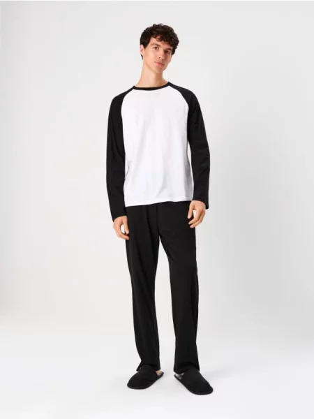 Sinsay Piżama dwuczęściowa z bawełną czarny