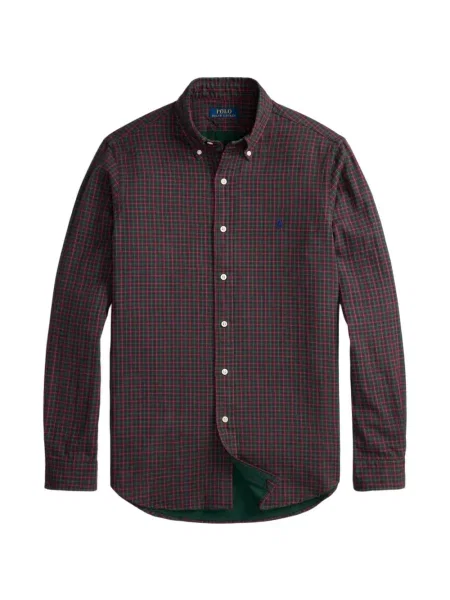 Cămașă Polo Ralph Lauren în carouri din țesătură twill fără toc verde