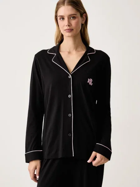 Lauren Ralph Lauren dvojdielne pyžamo dámske s bavlnou čierna