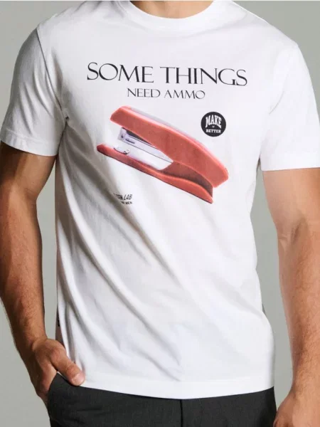 Sinsay Koszulka z nadrukiem biały