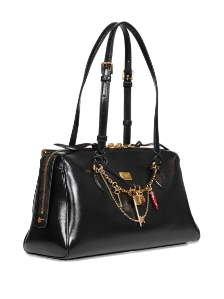 Кожена кожена чанта Dolce & Gabbana черно