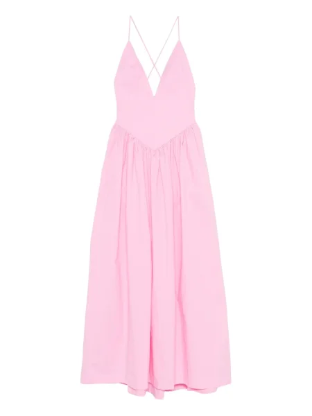 Rochie maxi Adriana Degreas cu decolteu în V de costum roz