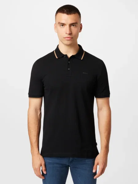 BOSS Black Tricou Parlay maro deschis negru