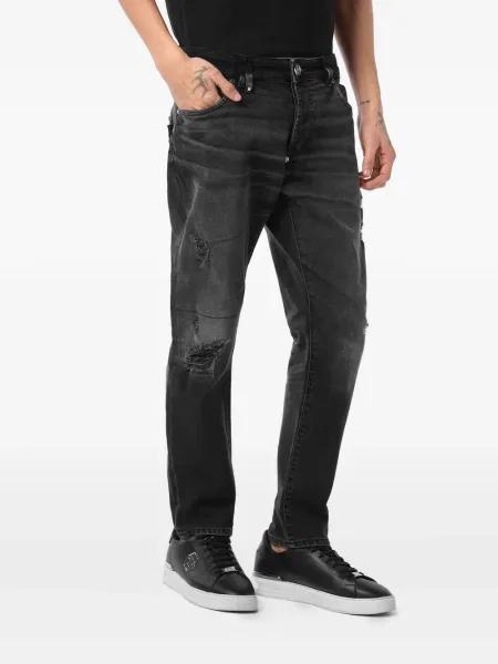 Blugi Philipp Plein zdrențuiți negru