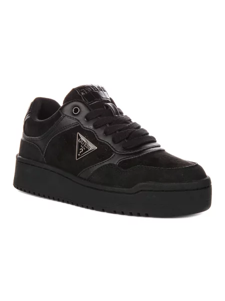Sneakersy Guess ze sztucznego futra czarne