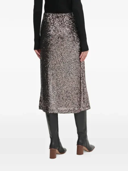 Миди пола Oui с пайети до коляното черно