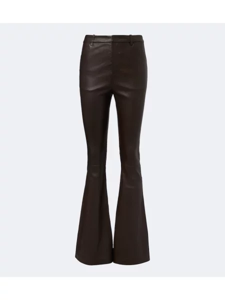 Pantaloni Vince din piele evazate maro
