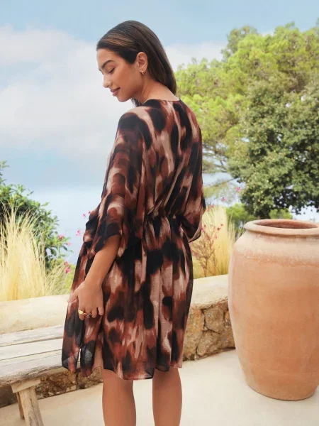 Next Rochie de plaja bej deschis / maro / maro închis negru