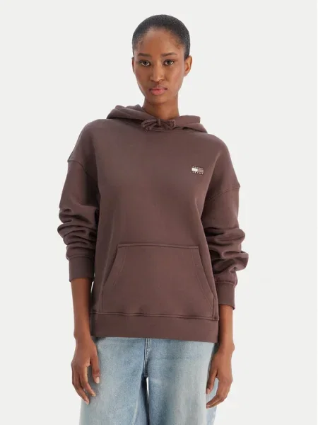 Tommy Jeans Bluză Badge Boxy Fit maro