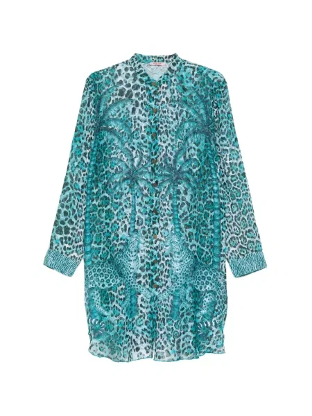 Leopardí košile Pin Up Stars s potiskem modrá