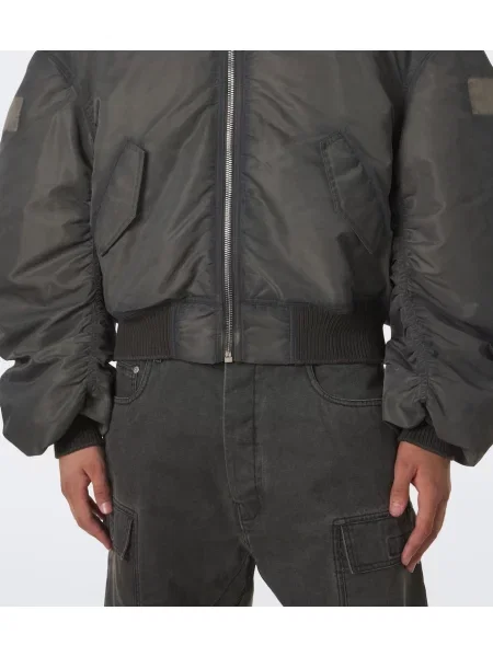 Geacă bomber Rick Owens din satin gri