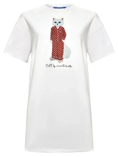 Cat e Lolette Tričko Pajamas Cat' bílá