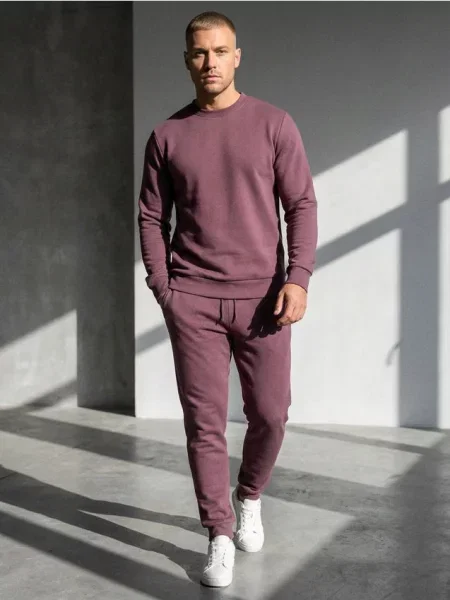 Sinsay Bluza crewneck z domieszką bawełny fioletowy