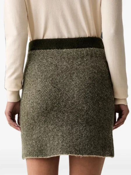 Fusta mini Silvian Heach cu model herringbone verde