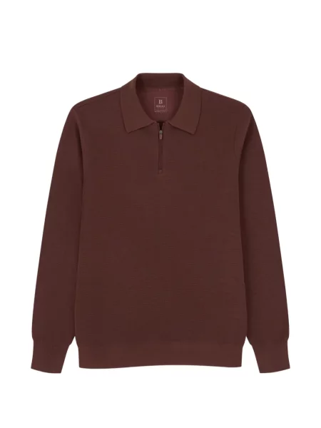 Tricou polo Boggi Milano de lână maro