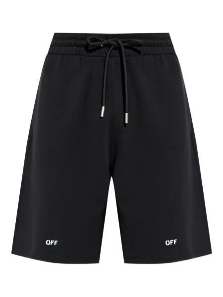 Pantaloni scurți Off-white cu imagine cu cordon alb