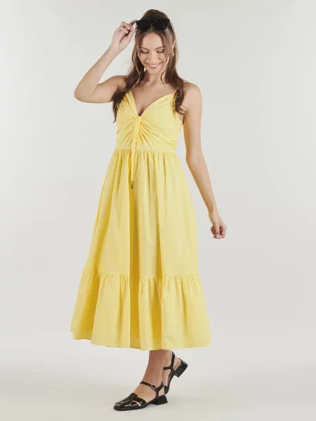 Rochie midi Michael Michael Kors din poplin galben