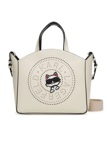 Karl Lagerfeld Ročna torbica IKON CIRCLE rdeča / črna / volneno bela