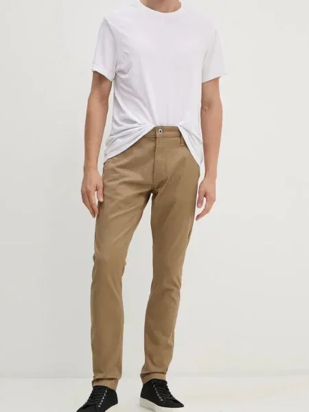 G-Star Raw spodnie dopasowane beżowy