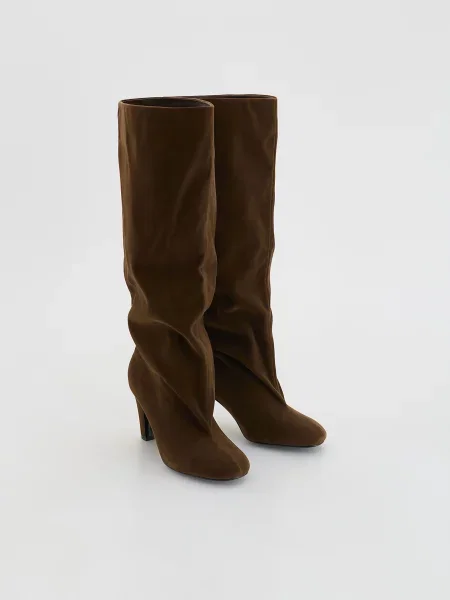 Замшевые сапоги Reserved коричневые