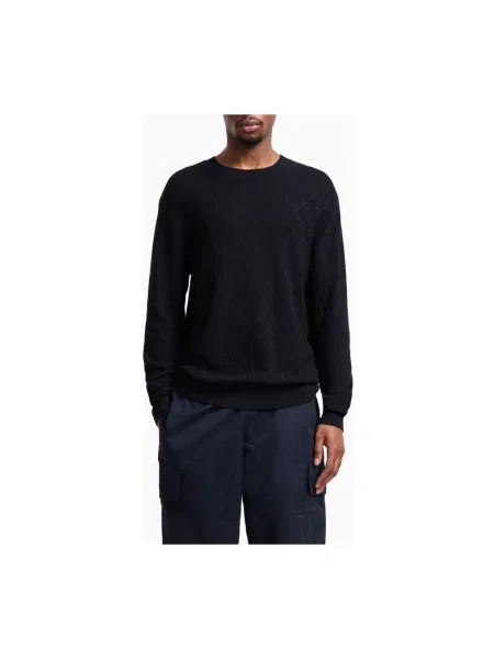 Sweter Armani Exchange z nadrukiem żakardowy niebieski