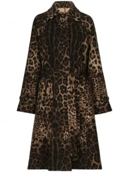 Palton Dolce & Gabbana cu imagine cu model leopard maro
