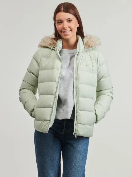 Kapucnis denim ruha Tommy Jeans zöld