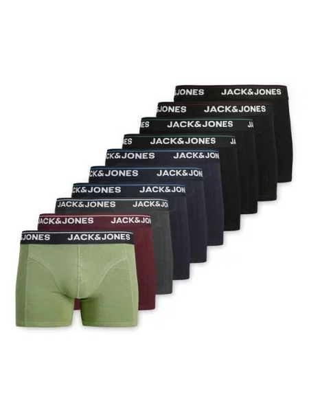 JACK & JONES Boxerky námořnická modř / zelená / vínově červená černá