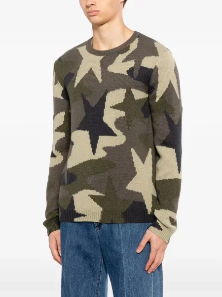 Pulover Valentino Garavani cu model camuflaj verde
