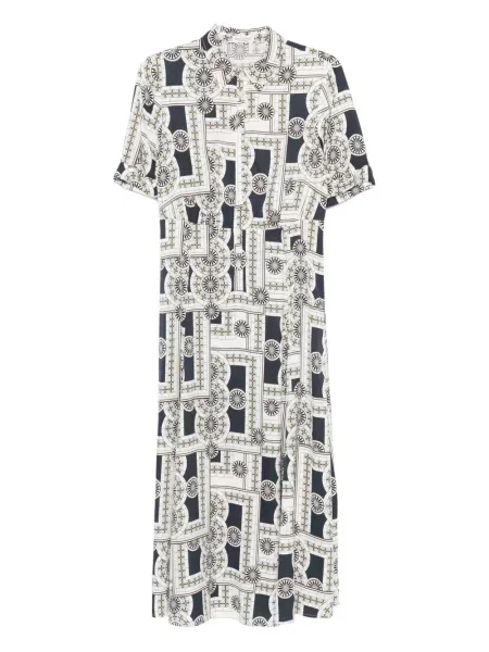 Rochie midi Marc O'polo cu imagine cu imprimeu geometric până la genunchi alb