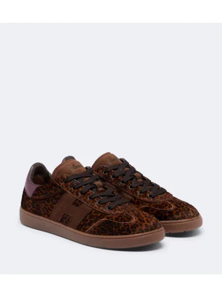 Sneakerși Hogan cu imagine cu model leopard maro