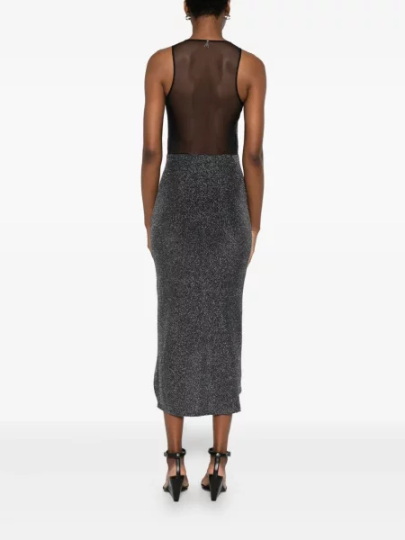 Rochie midi Patrizia Pepe drapată până la genunchi de costum negru