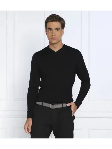 Calvin Klein gyapjú kötött pulóver superior fekete