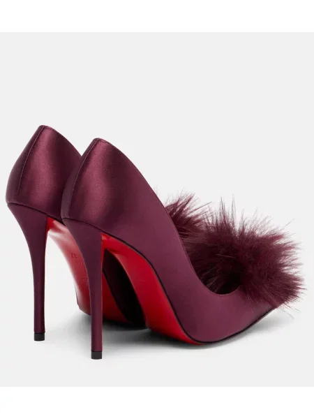 Satenaste salonarji Christian Louboutin bordo
