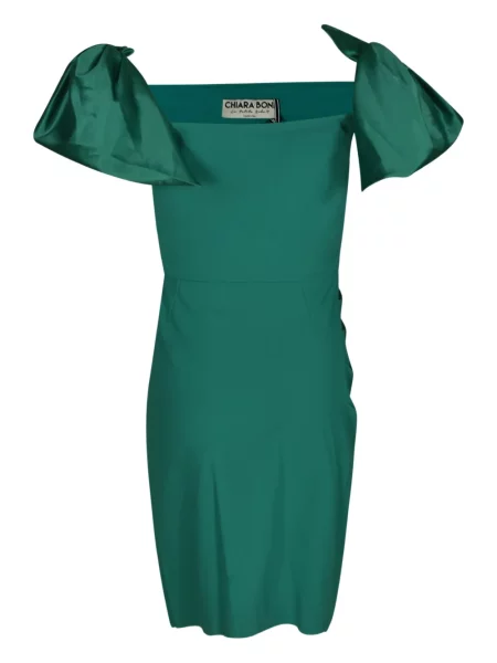 Rochie mini Chiara Boni La Petite Robe cu funde de costum verde