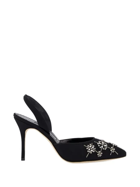 Pantofi cu toc Manolo Blahnik de cristal negru